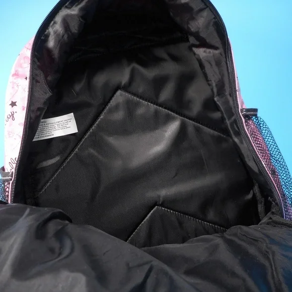 Hello Kitty Sanrio Light Pink Black Backpack Hearts Stars School Embroidered - Picture 7 of 14